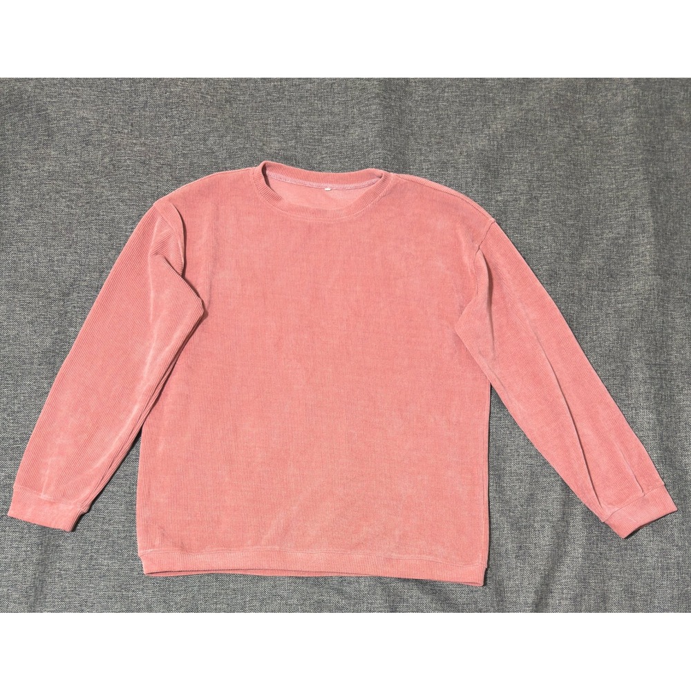 Unbranded Mens XXL Pullover Corduroy Ribbed Long Sleeve Crewneck Mauve Pink